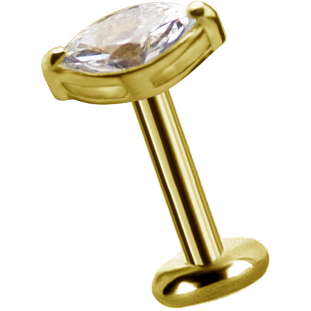 18 Karaat Gouden Oor Piercing  - Marquise  Premium Zirkonia