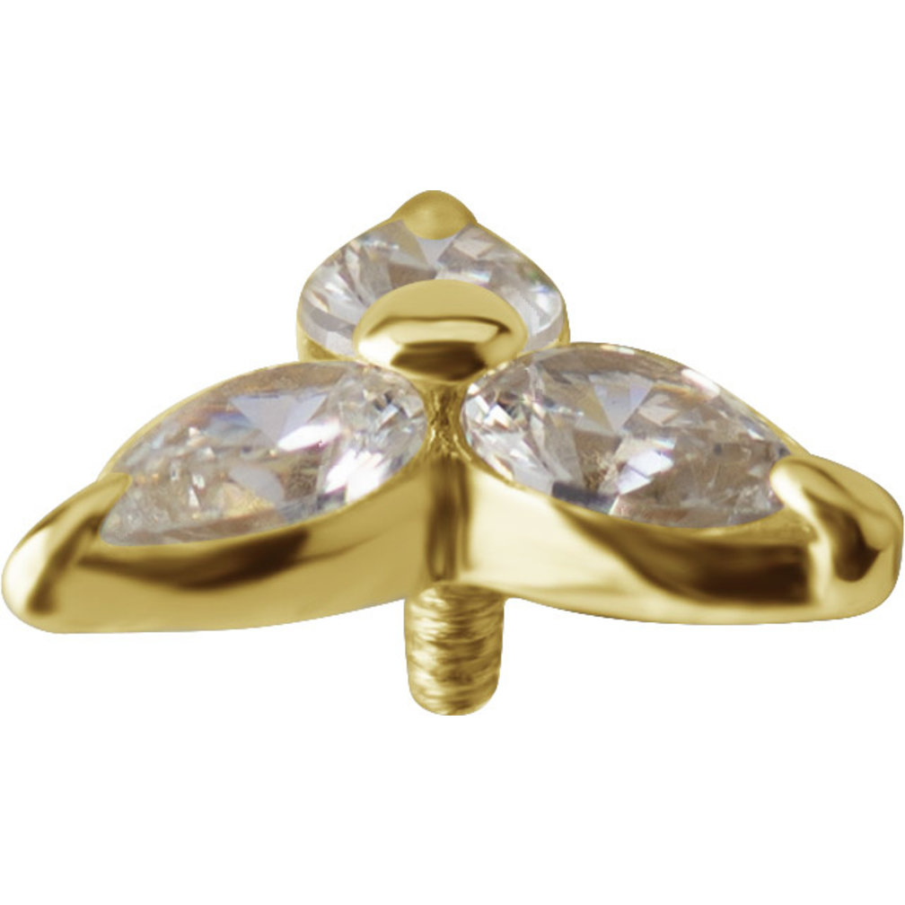 18 Karaat Gouden Oor Piercing  - Bloem  Premium Zirkonia