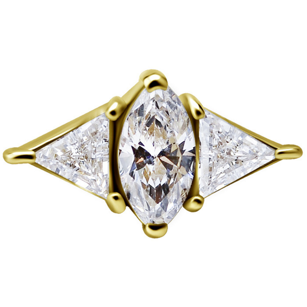 18 Karat Gold Ear Piercing   -  Premium Zirconia