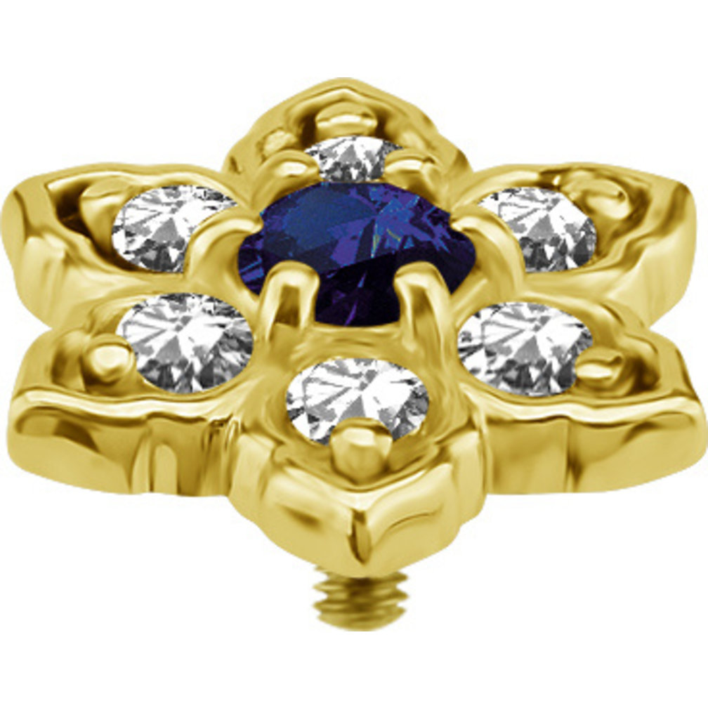 18 Karat Gold  Ear Piercing   -  Premium Zirconia  and Blue Topaz