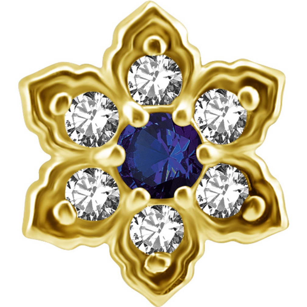18 Karat Gold  Ear Piercing   -  Premium Zirconia  and Blue Topaz