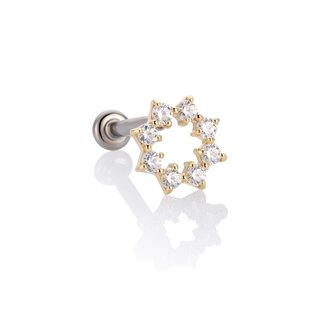 Piercings Works 18 Karaat Gouden Oor Piercing  -  Premium Zirkonia