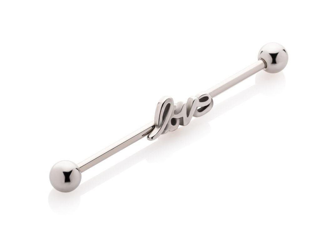 Surgical Steel Industrial Barbell Love Piercings Works