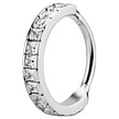 Surgical Steel Click Ring - Square Cubic Zirconia