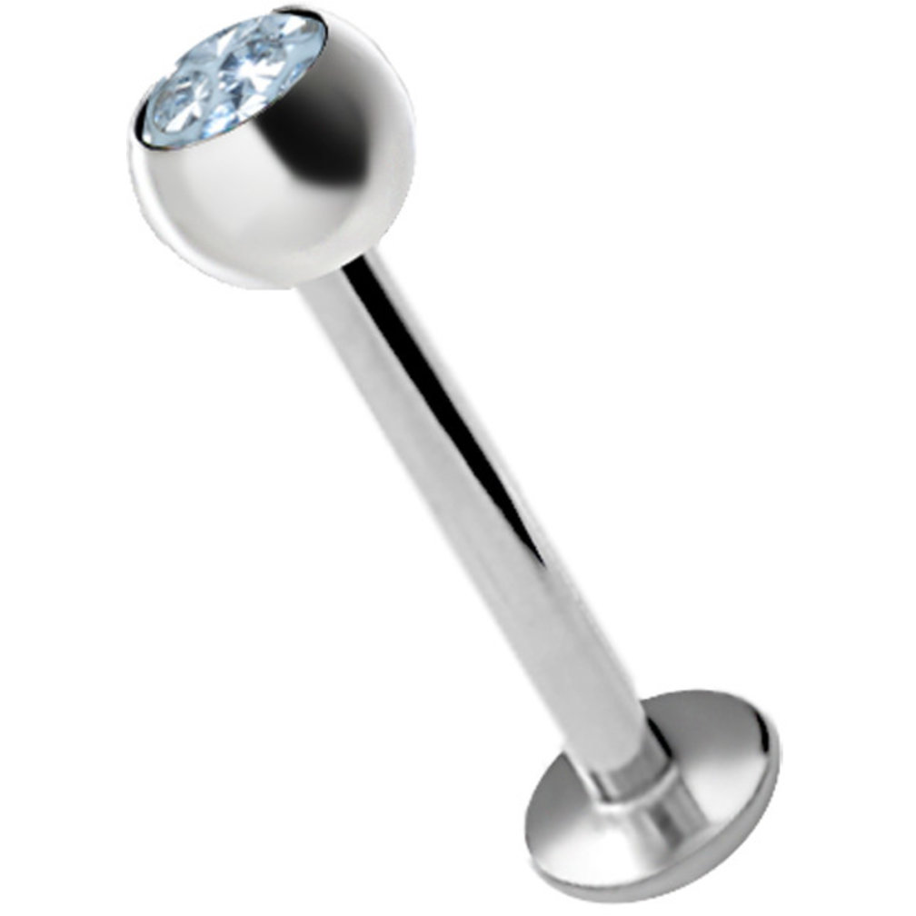 Surgical Steel Labret Clear White Premium Zirconia Ball