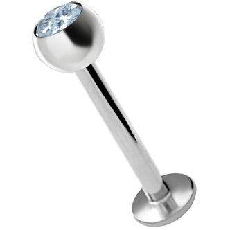 Piercings Works Surgical Steel Labret - Clear White Premium Zirconia Ball