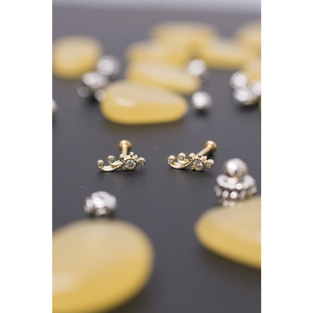 18 Karaat Gouden Oor Piercing  -  Premium Zirkonia