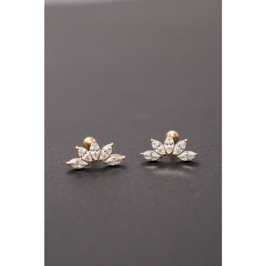 18K Gouden Oor Piercing  -  Premium Zirkonia