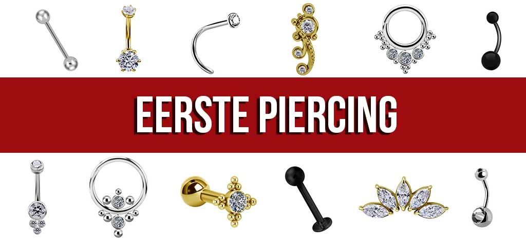 Kies uit een ruim assortiment piercing sieraden voor je eerste piercing. 