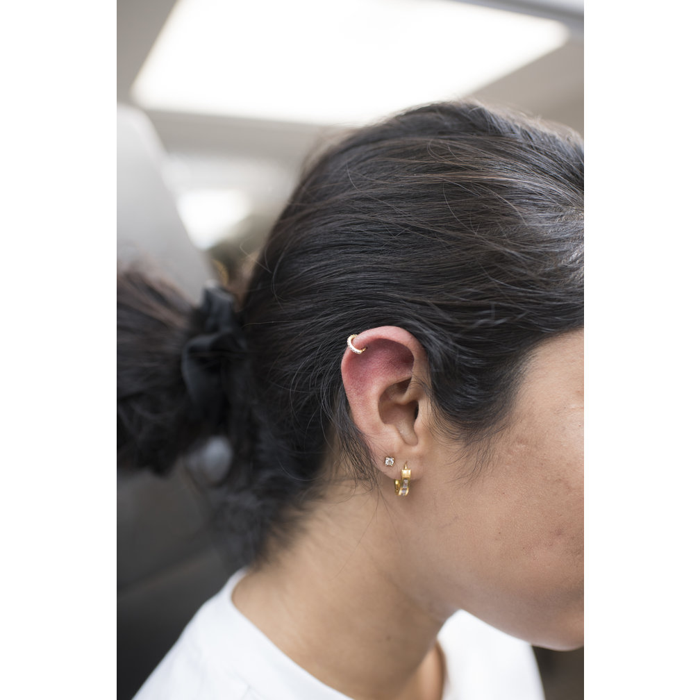 Chirurgisch Staal Click Ring - Vierkant Cubic Zirconia