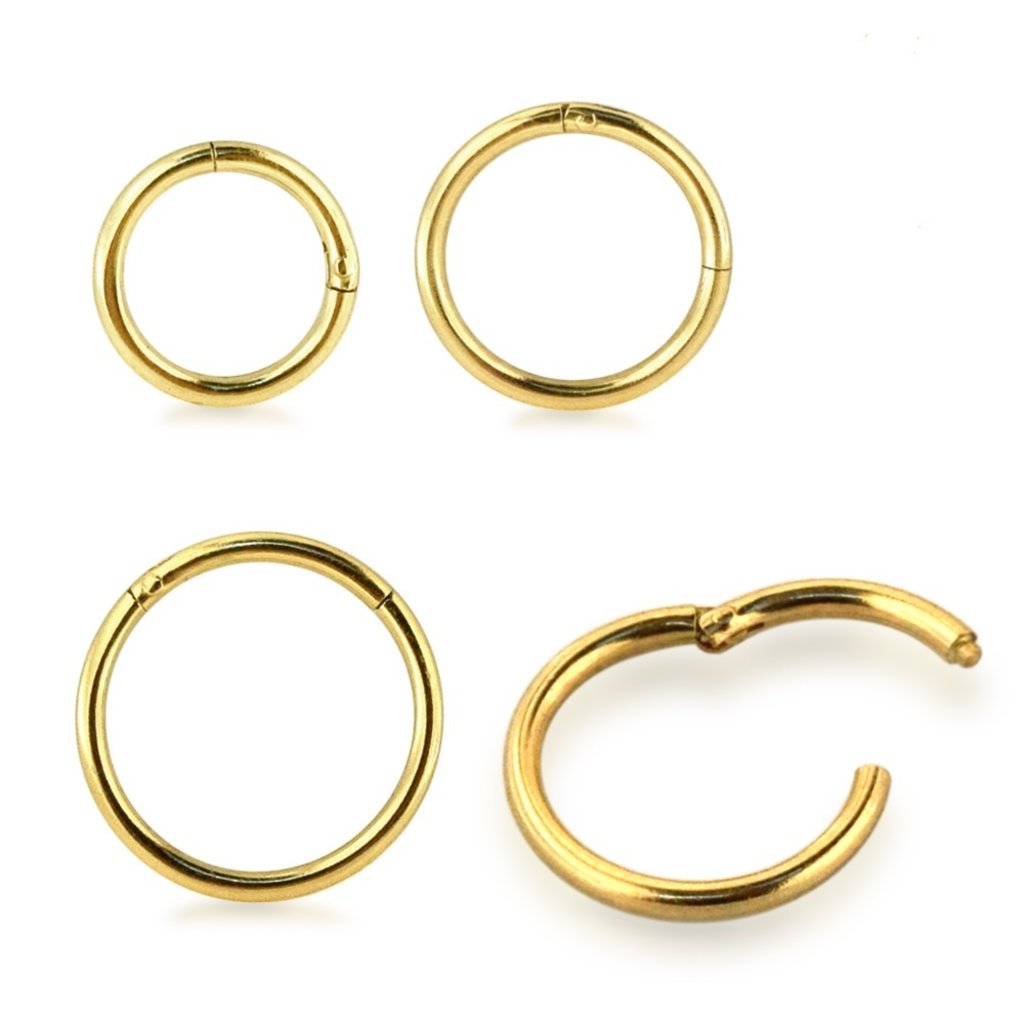 14 Karat Gold Solid Ball End Nose Hoop Ring - BM25.com