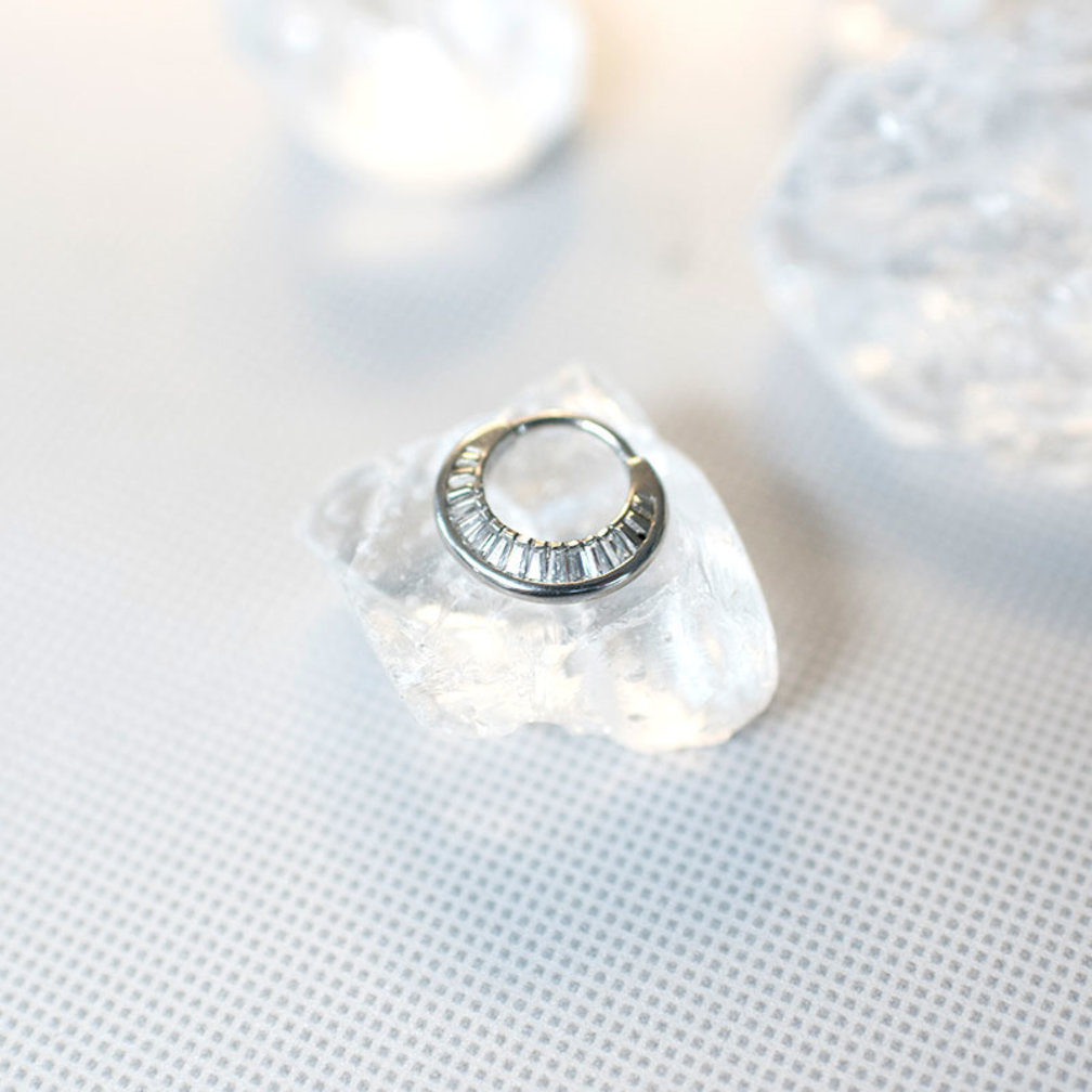 Piercing Ring - Baguette Cubic Zirconia