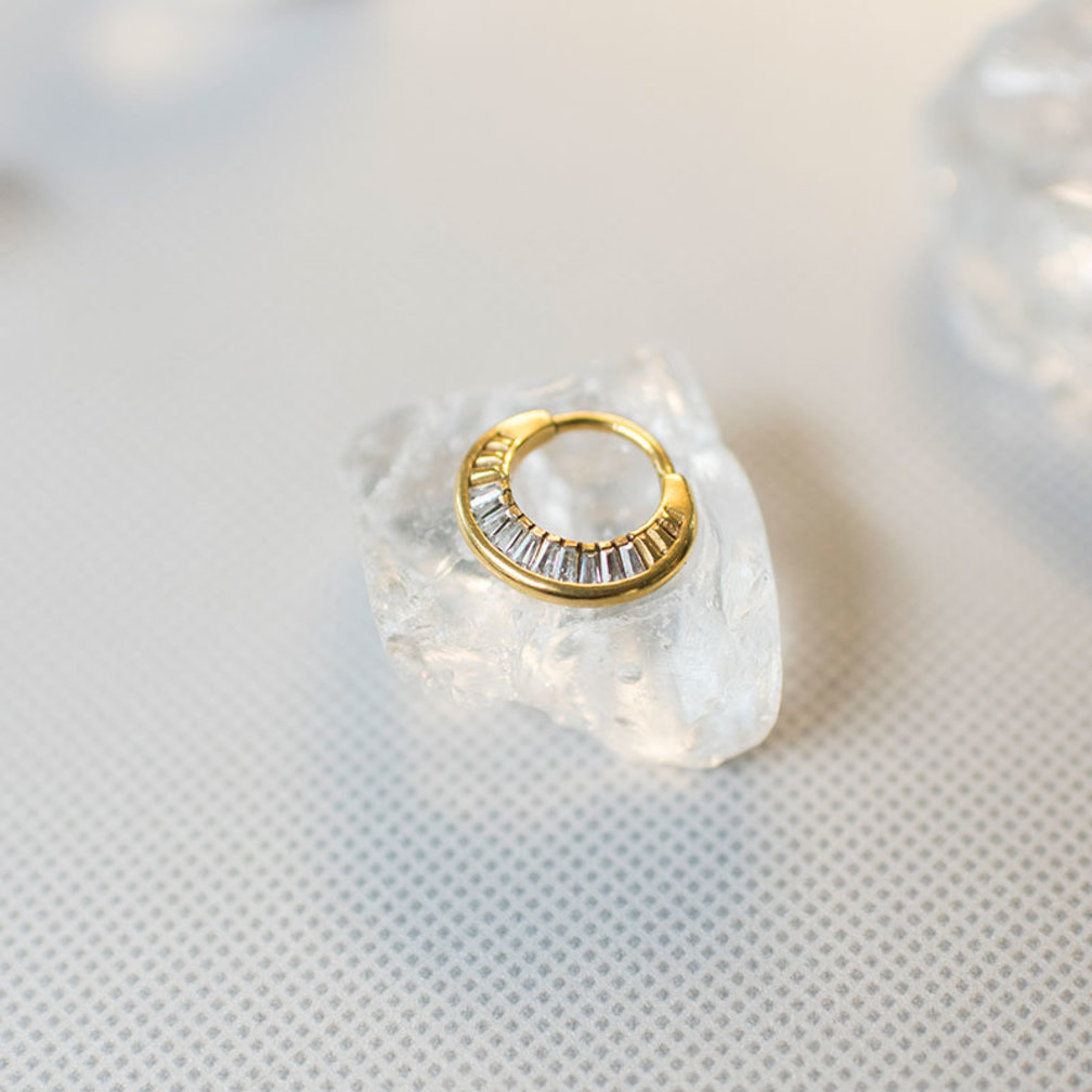 Piercing Ring - Baguette Cubic Zirconia