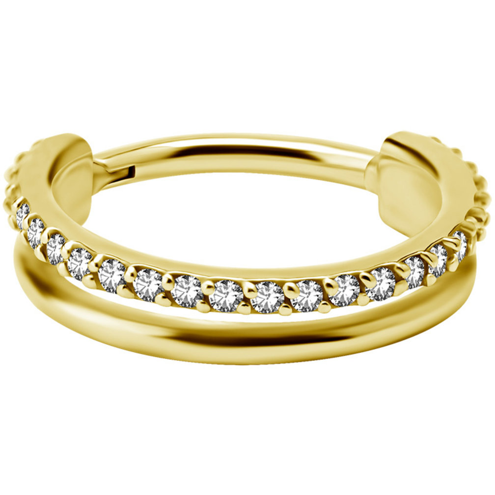 Vergulde Click Ring  - Premium Zirconia