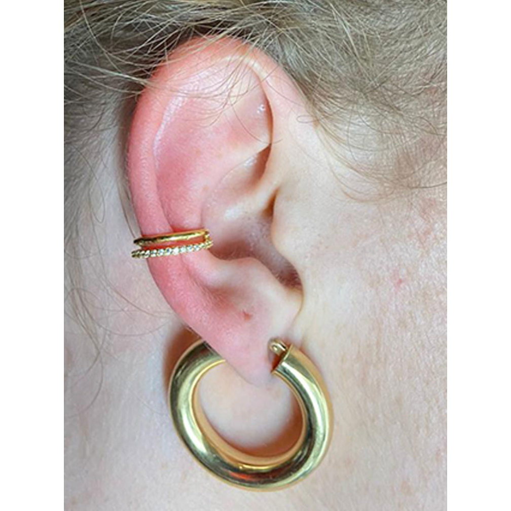 Vergulde Click Ring  - Premium Zirconia