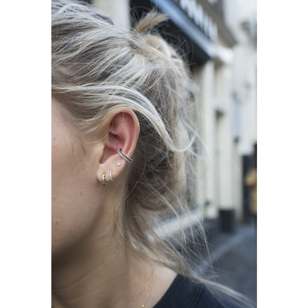 Vergulde Click Ring  - Premium Zirconia