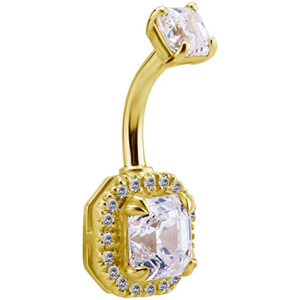 18 Karaat Goud Navelpiercing - Imperial Cut Premium Zirconia
