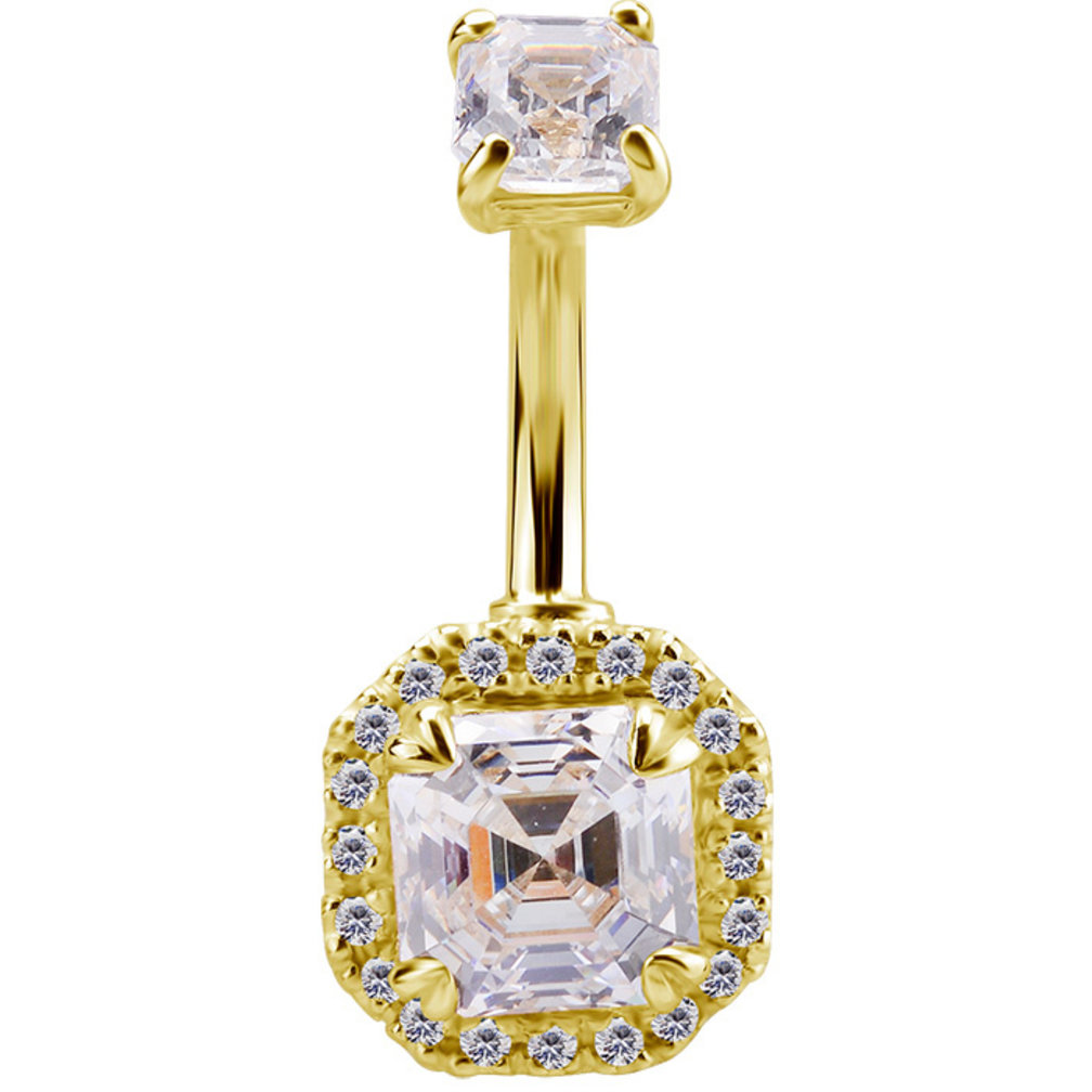 18 Karaat Goud Navelpiercing - Imperial Cut Premium Zirconia