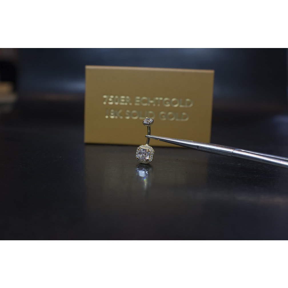 18 Karaat Goud Navelpiercing - Imperial Cut Premium Zirconia