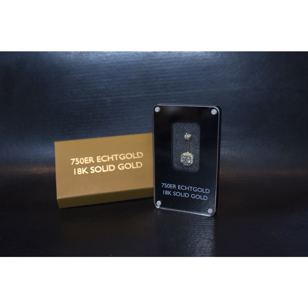 18 Karaat Goud Navelpiercing - Imperial Cut Premium Zirconia