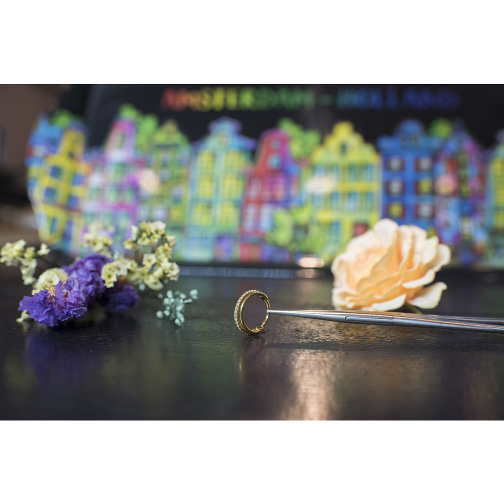 Vergulde Click Ring  - Premium Zirconia