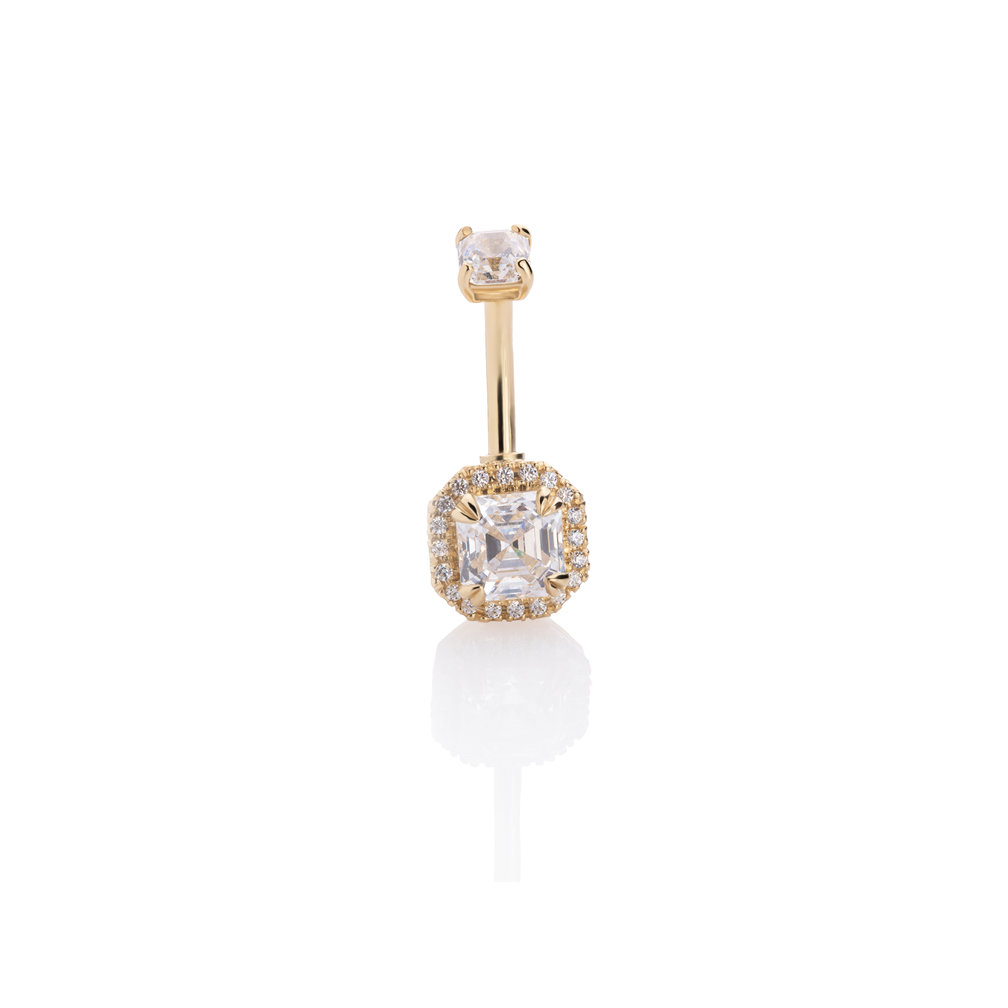18 Karaat Goud Navelpiercing - Imperial Cut Premium Zirconia