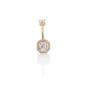 18 Karaat Goud Navelpiercing - Imperial Cut Premium Zirconia