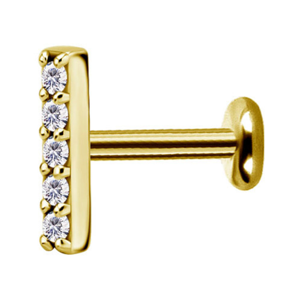 Gold Plated Barbell - Premium Zirconia