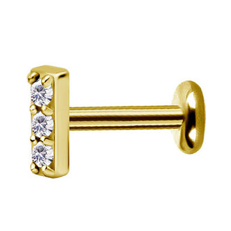 Piercings Works Gold Plated Barbell - Premium Zirconia