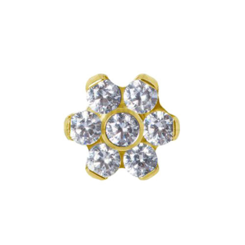 Gold Plated Barbell - Premium Zirconia  Flower
