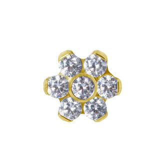 Piercings Works Gold Plated Barbell - Premium Zirconia Flower