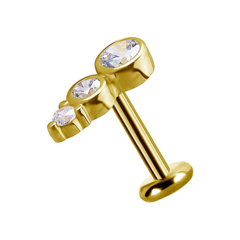 18 Karat Gold Tragus Piercing - Premium Zirconia
