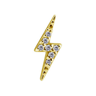 Piercings Works 18 Karat Gold Piercing - Premium Zirconia Lightning Bolt