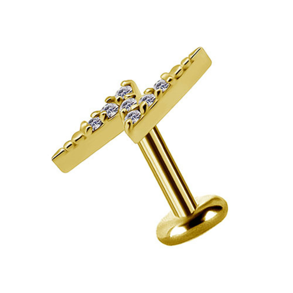 18 Karaat Goud Piercing - Premium Zirkonia Bliksem