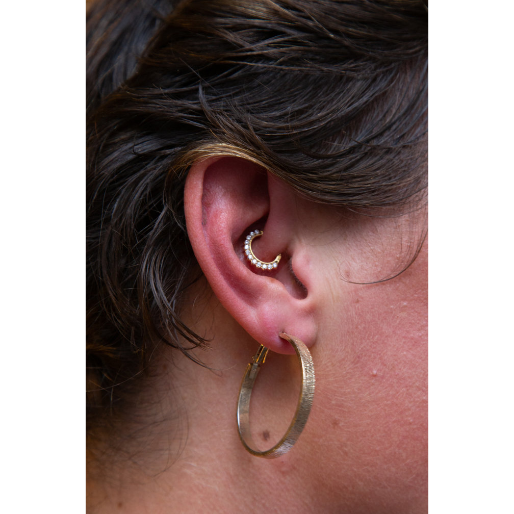 18 Karaat Goud Septum/Daith Ring - Premium Zirconia