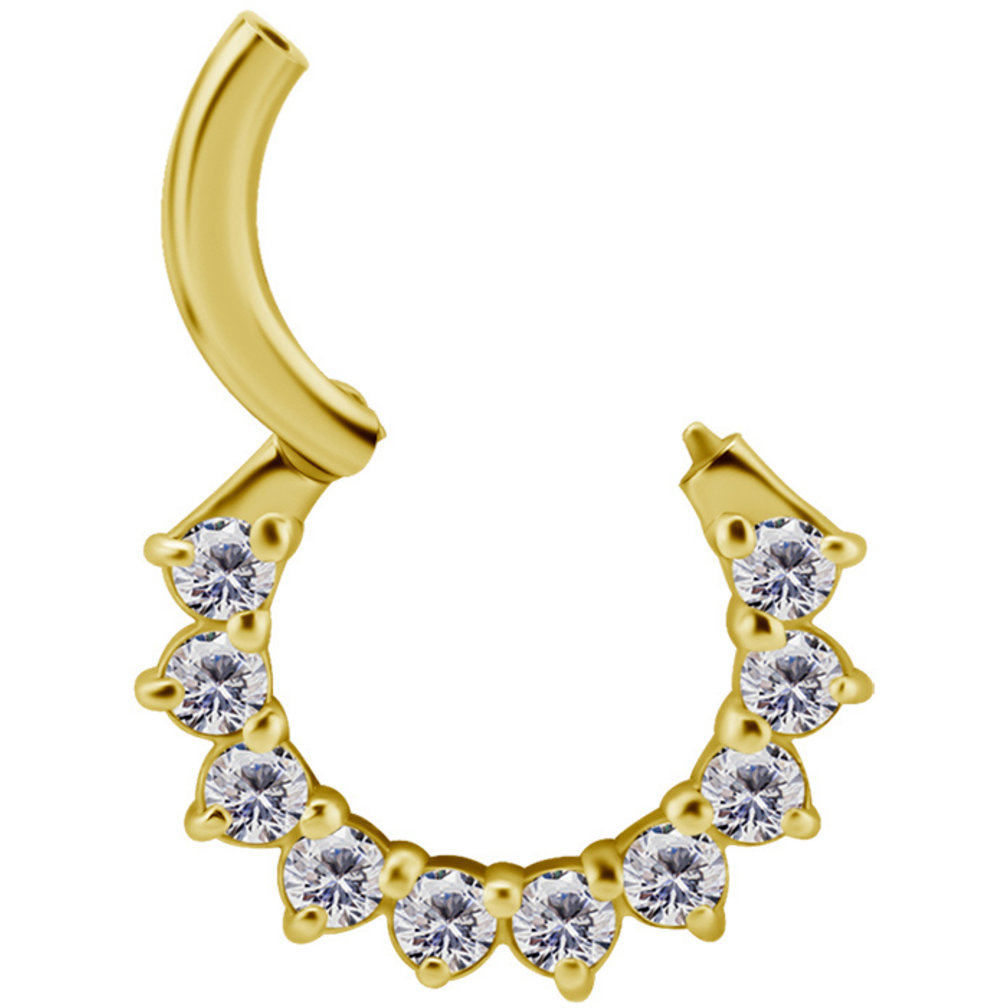 18 Karaat Goud Septum/Daith Ring - Premium Zirconia