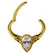 18 Karat Gold Septum/Daith Ring - Premium Zirconia Teardrop