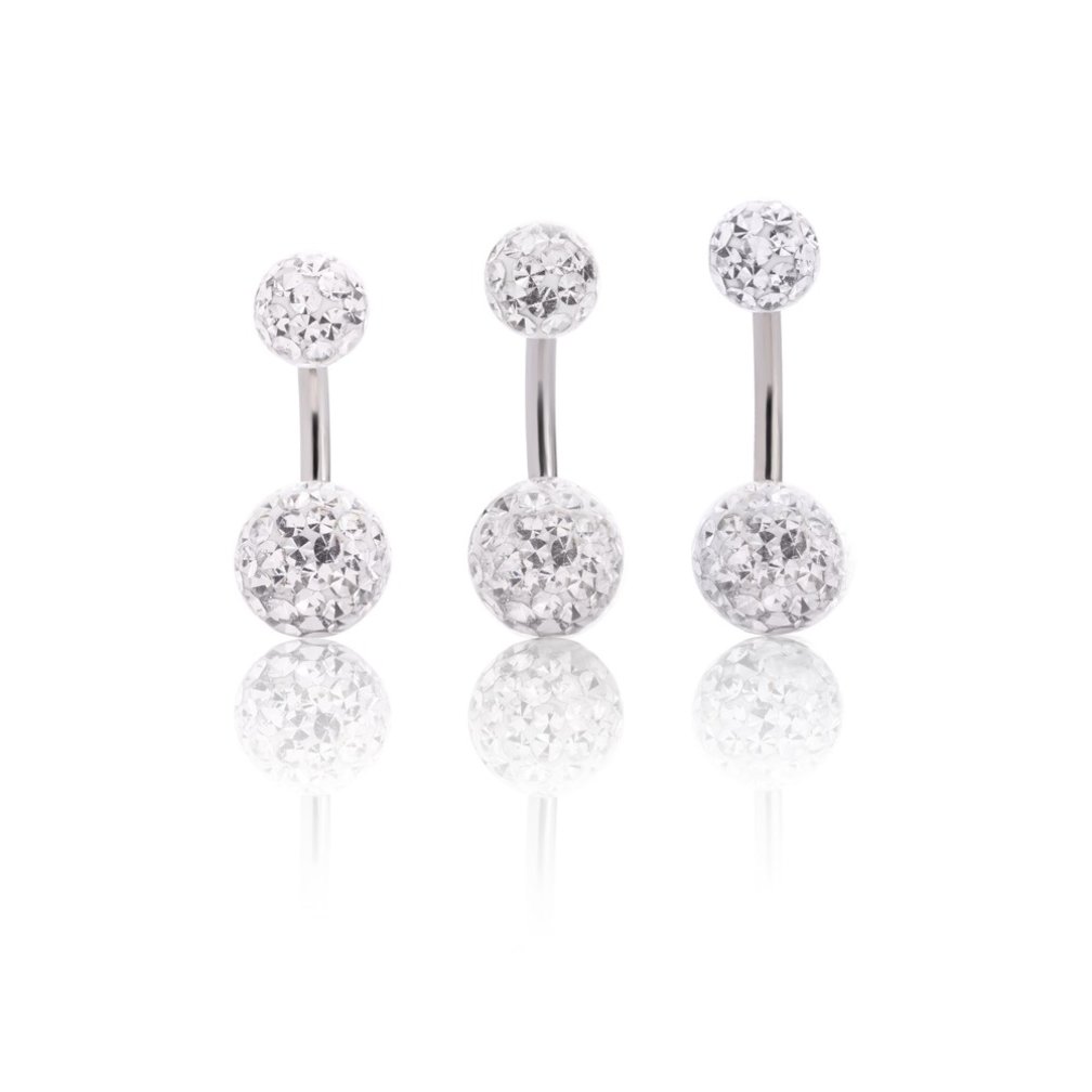 Titanium Belly Ring - Clear White Premium Zirconia