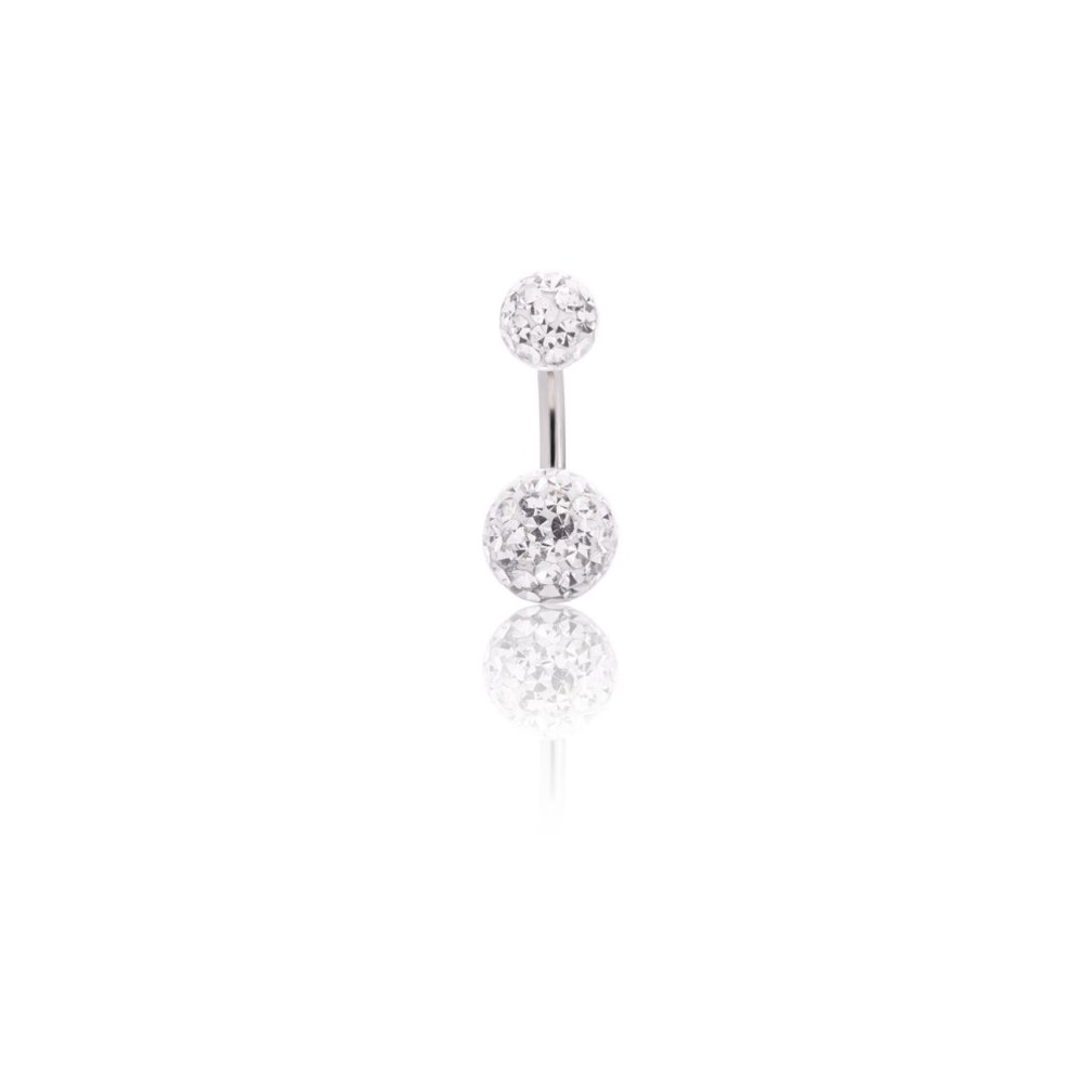 Titanium Belly Ring - Clear White Premium Zirconia