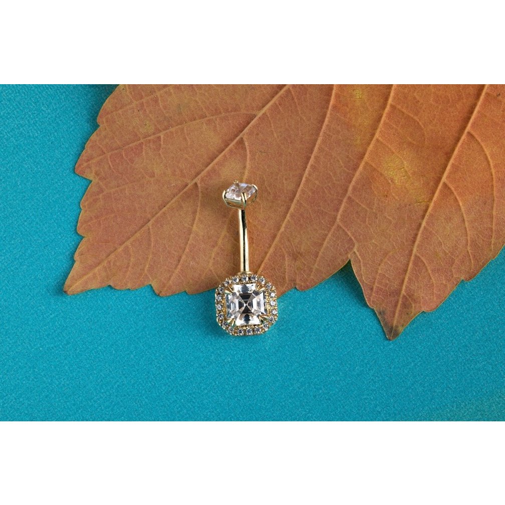 18 Karaat Goud Navelpiercing - Imperial Cut Premium Zirconia