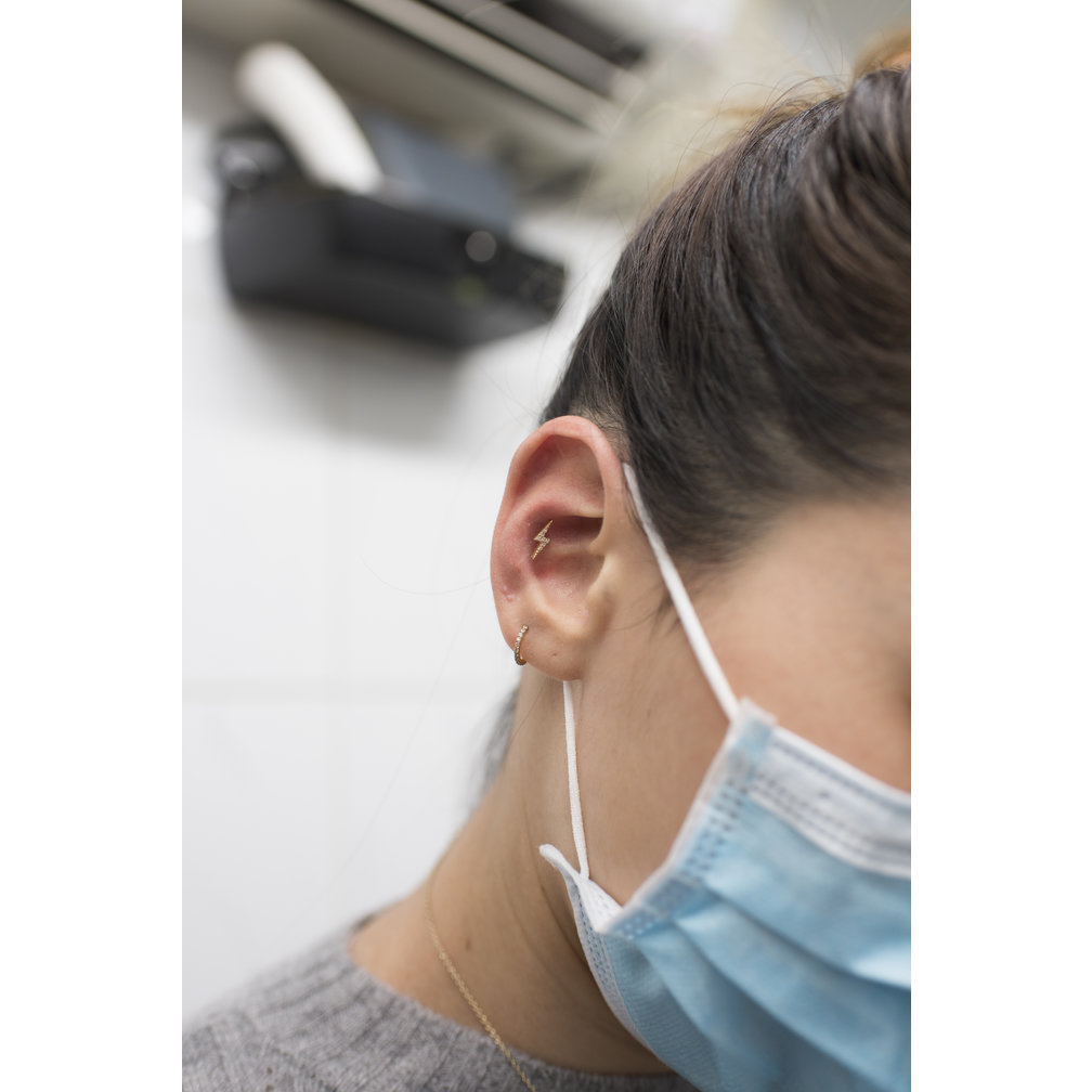 18 Karaat Goud Piercing - Premium Zirkonia Bliksem