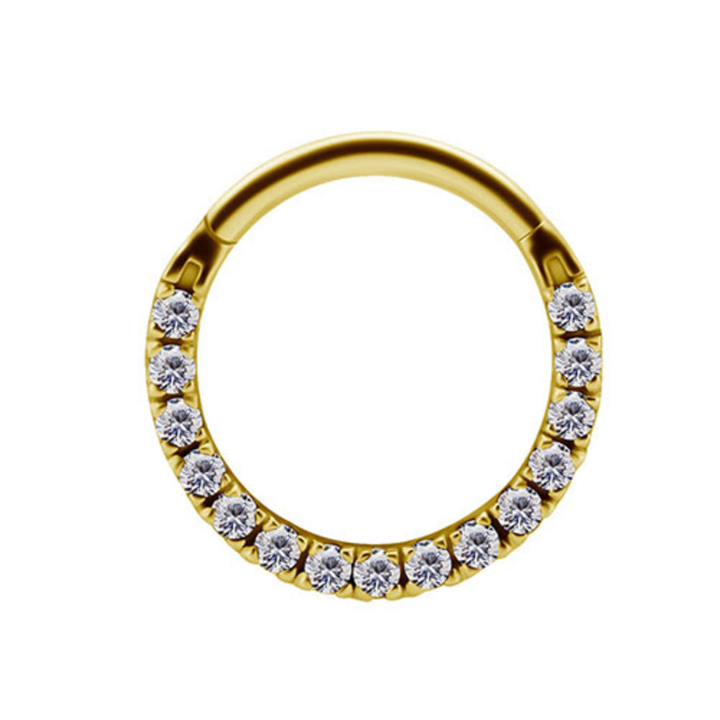 18 Karat Gold Septum/Daith Ring - Premium Zirconia