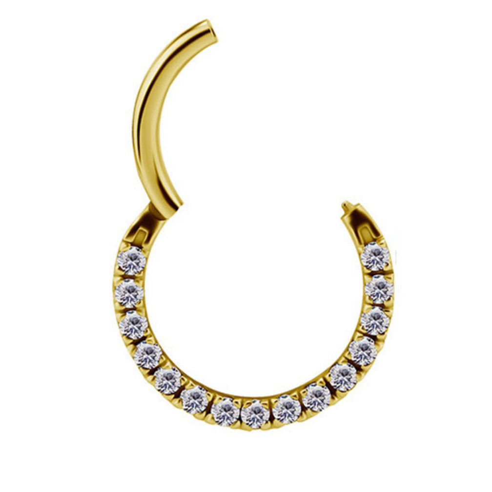 18 Karat Gold Septum/Daith Ring - Premium Zirconia