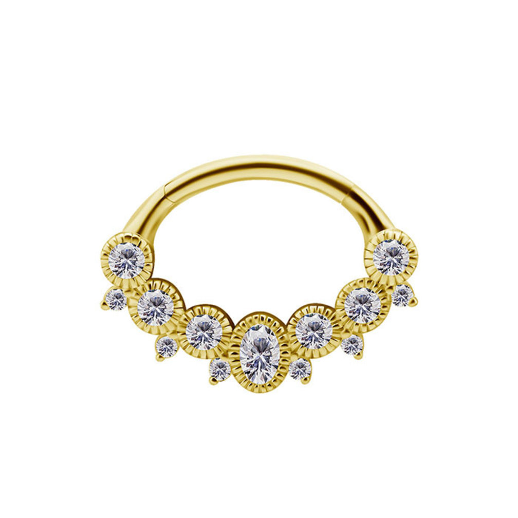 18 Karaat Goud Septum/Daith Ring - Premium Zirconia