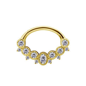Piercings Works 18 Karat Gold Septum/Daith Ring - Premium Zirconia
