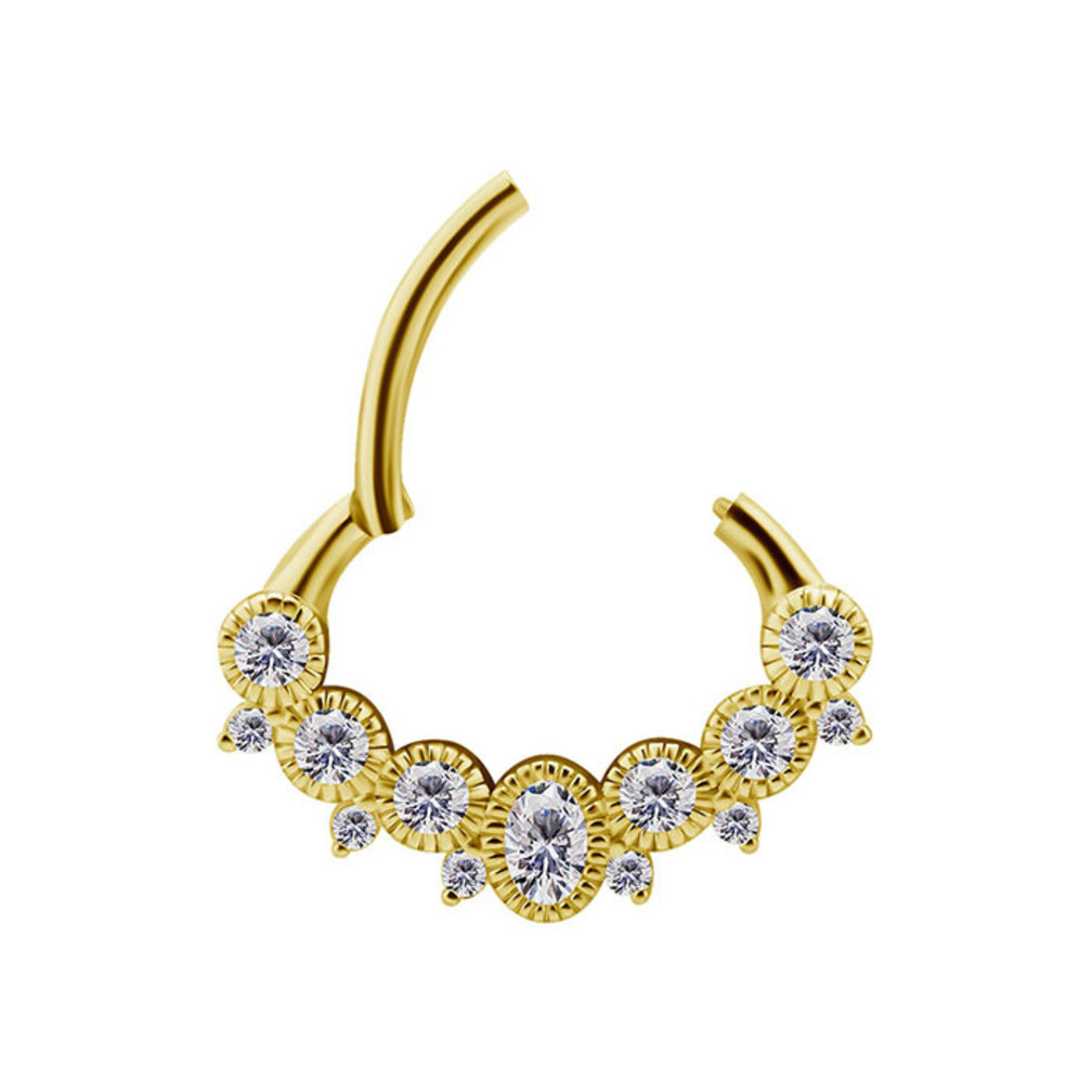 18 Karaat Goud Septum/Daith Ring - Premium Zirconia