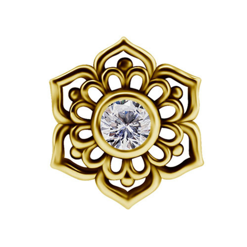 18 Karaat Goud Tragus Piercing - Premium Zirkonia Bloemetje