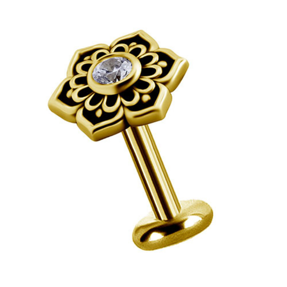 18 Karaat Goud Tragus Piercing - Premium Zirkonia Bloemetje