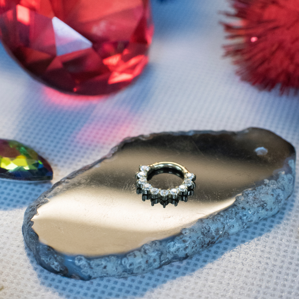 18 Karaat Goud Septum/Daith Ring - Premium Zirconia