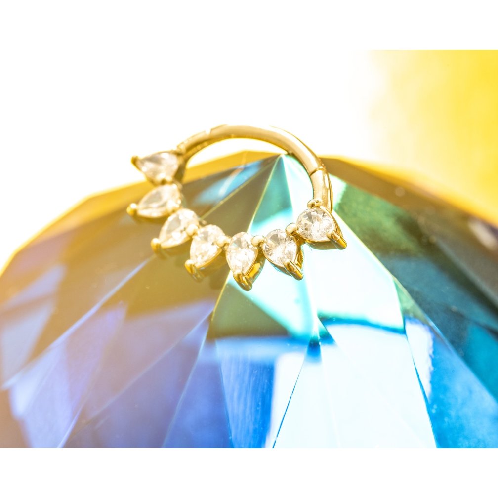 18 Karat Gold Septum/Daith Ring - Premium Zirconia